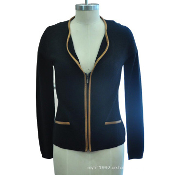 Fashion V-Neck Strickjacke mit Reißverschluss